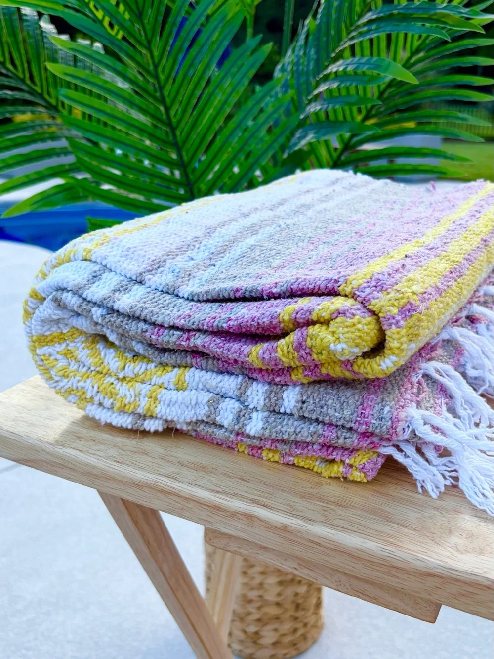 Mexican Falsa Blanket – Woven Striped Serape Throw with Fringe